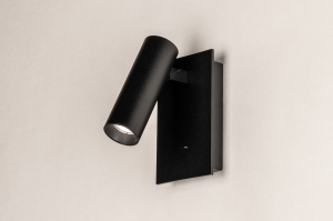 wandlamp 75501 modern aluminium metaal zwart mat rond rechthoekig