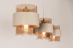 hanglamp 75521 modern eigentijds klassiek glas metaal beige langwerpig