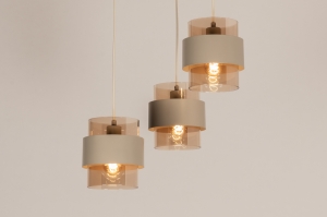 hanglamp 75524 modern eigentijds klassiek glas metaal beige rond
