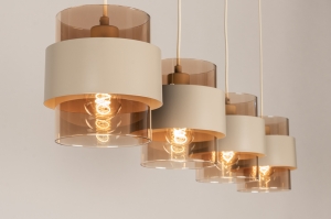 hanglamp 75526 modern eigentijds klassiek glas metaal beige langwerpig