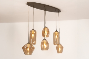 hanglamp 75530 modern eigentijds klassiek glas metaal bruin ovaal