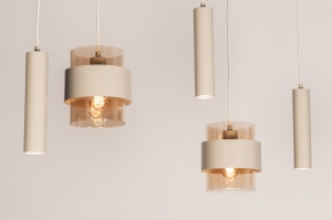 hanglamp 75531 modern eigentijds klassiek glas metaal beige ovaal