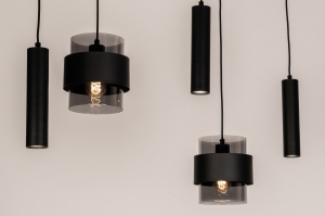 hanglamp 75533 modern eigentijds klassiek glas metaal zwart mat ovaal