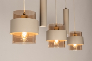 hanglamp 75534 modern eigentijds klassiek glas metaal beige langwerpig