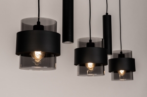 hanglamp 75536 modern eigentijds klassiek glas metaal zwart mat langwerpig