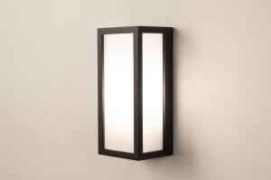 wandlamp 75548 modern aluminium kunststof polycarbonaat slagvast zwart mat rechthoekig