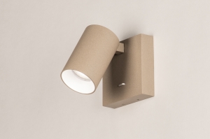 wandlamp 75574 modern aluminium metaal taupe rond vierkant