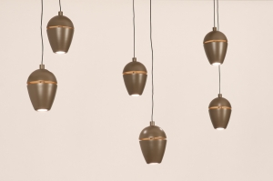 hanglamp 75588 modern retro aluminium metaal bruin ovaal