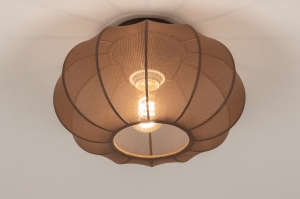 hanglamp 75601 modern stof metaal bruin rond