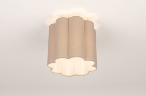 plafondlamp 75606 modern stof taupe rond