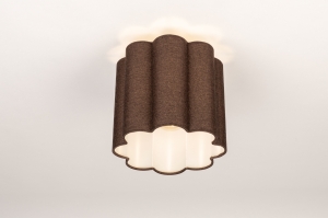 plafondlamp 75607 modern retro stof bruin rond