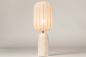 tafellamp 75608 modern stof marmer beige zand rond