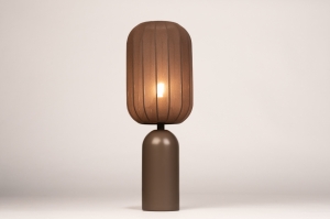 tafellamp 75610 modern stof metaal bruin rond