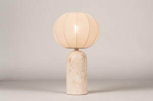 tafellamp 75612 modern stof marmer beige zand rond