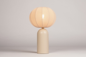 tafellamp 75613 modern stof metaal beige zand rond