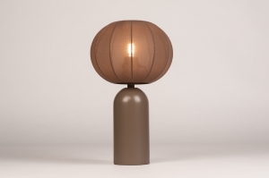 tafellamp 75614 modern stof metaal bruin rond