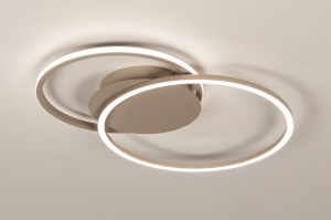 plafondlamp 75619 modern eigentijds klassiek metaal taupe rond