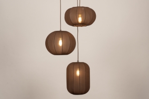 hanglamp 75666 modern stof metaal bruin rond