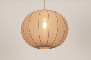hanglamp 75674 landelijk modern stof metaal taupe rond
