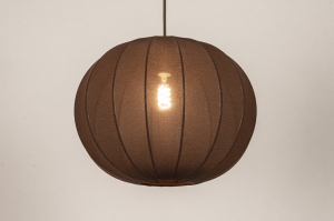 hanglamp 75675 modern retro stof metaal bruin rond