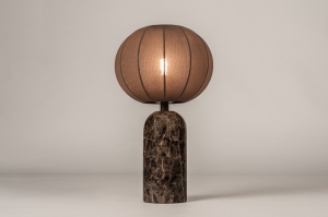 tafellamp 75679 modern stof marmer bruin rond