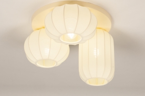 plafondlamp 75687 modern stof metaal geel rond