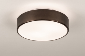 plafondlamp 75694 modern glas wit opaalglas metaal wit mat bruin rond