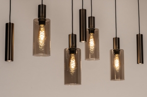 hanglamp 75701 modern eigentijds klassiek glas metaal brons bruin langwerpig
