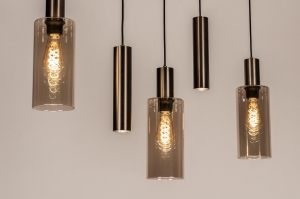 hanglamp 75703 modern eigentijds klassiek glas metaal brons bruin langwerpig