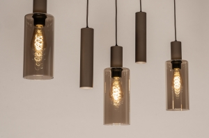 hanglamp 75704 modern eigentijds klassiek glas metaal geel taupe langwerpig