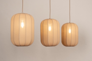 hanglamp 75735 modern stof metaal taupe langwerpig