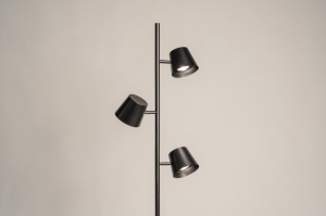 vloerlamp 75746 modern eigentijds klassiek metaal zwart mat rond