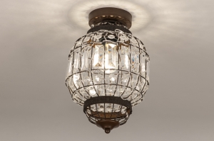 plafondlamp 75759 landelijk klassiek eigentijds klassiek kristal acryl kristal metaal bruin rond