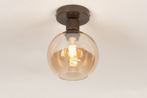 plafondlamp 75778 modern eigentijds klassiek glas metaal bruin rond