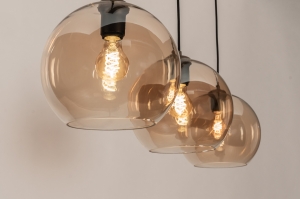 hanglamp 75779 modern glas metaal bruin geel rond langwerpig