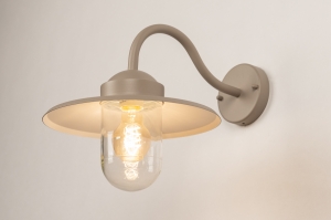 Aussenleuchte 75791 laendlich modern zeitgemaess klassisch Glas Aluminium Metall taupe rund