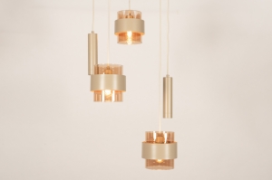 hanglamp 75799 modern eigentijds klassiek glas metaal beige rond