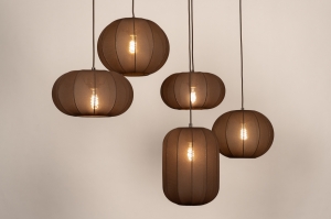 hanglamp 75806 modern stof metaal bruin ovaal