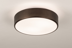 plafondlamp 75812 modern glas wit opaalglas metaal wit mat bruin rond