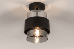 plafondlamp 75840 modern eigentijds klassiek glas metaal zwart mat rond