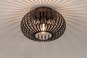 plafondlamp 75856 landelijk retro eigentijds klassiek metaal bruin brons bruin rond