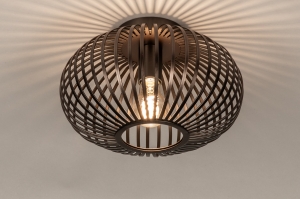 plafondlamp 75857 landelijk retro eigentijds klassiek metaal bruin brons bruin rond