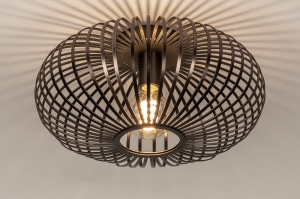 plafondlamp 75858 landelijk retro eigentijds klassiek metaal bruin brons bruin rond
