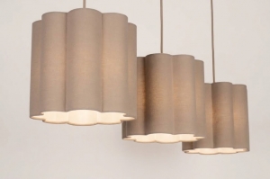hanglamp 75867 modern retro stof metaal taupe rond langwerpig