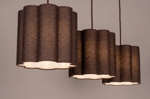 hanglamp 75868 modern retro stof metaal bruin rond langwerpig