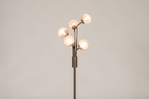 vloerlamp 75888 modern eigentijds klassiek glas metaal bruin rond