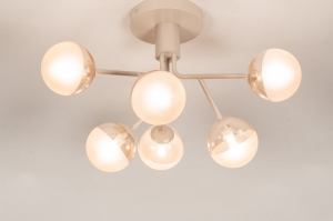 plafondlamp 75892 modern eigentijds klassiek glas metaal beige rond