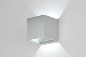 wandlamp 86453 design modern geschuurd aluminium metaal aluminium vierkant