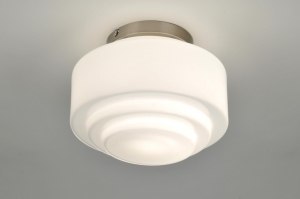 plafondlamp 86834 landelijk modern retro klassiek eigentijds klassiek art deco glas wit opaalglas wit mat rond