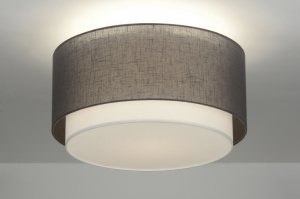 plafondlamp 88529 landelijk rustiek modern eigentijds klassiek stof grijs taupe rond